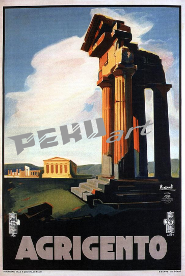 agrigento sicily italy retro  vintage  st