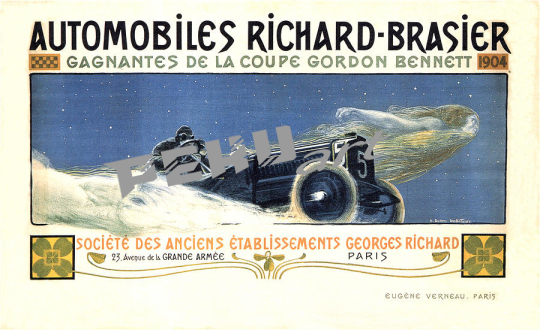 automobiles richard brasier car race vintage advertising pos