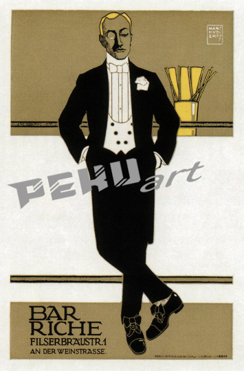 bar riche gentleman in tuxedo vintage advertising  stu