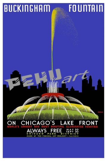 buckingham fountain vintage  studio grafiikka