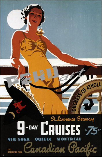 canadian pacific 9 day cruises retro  vintage p