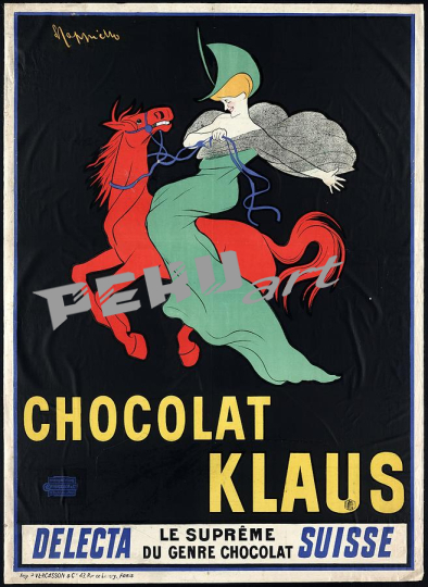chocolat klaus woman riding horse vintage advertising 