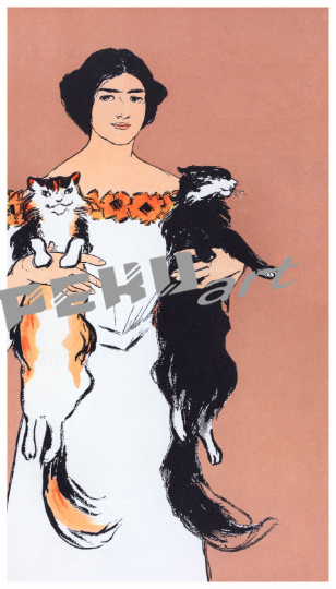 frau-katzen-vintage-poster