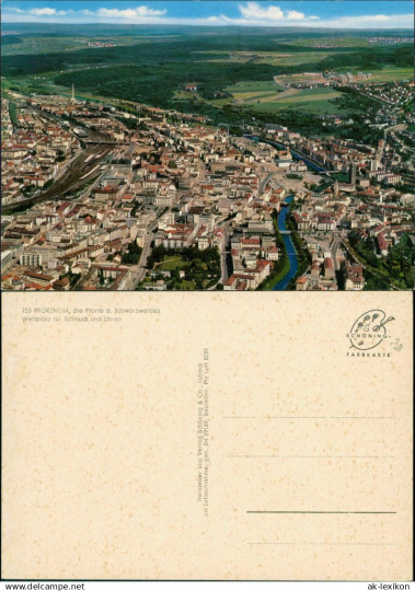 pforzheimluftbildcitystadtvomflugzeugausluftaufnahme1970