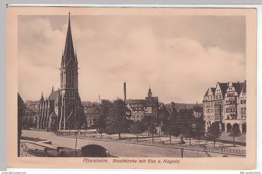 pforzheimstadtkirchemitenzundnagold1910erenhcar9050