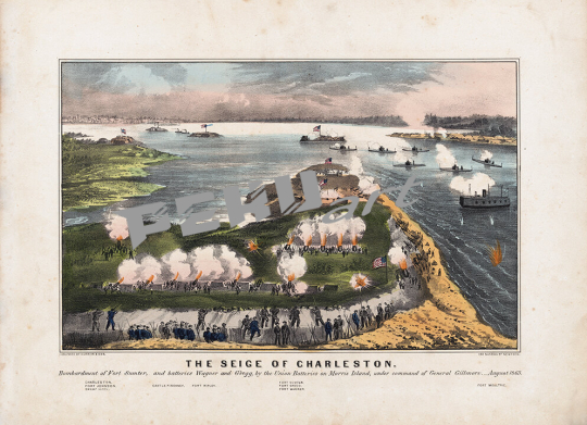 siege of Charleston bombardment Fort Sumter civil war poste