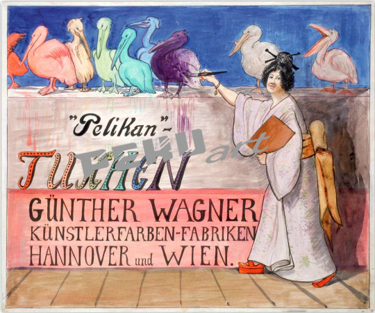 1909-anonymer-kunstler-plakatentwurf-pelikan-tuschen-gunther