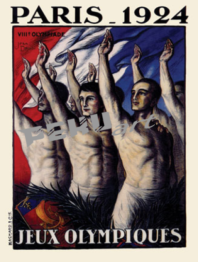 1924 paris olympics men vintage french poster 