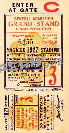 1927 Yankee World Series Ticket vintage baseball poster muse 