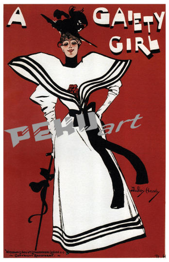 a gaiety girl white gown vintage advertising  studio g