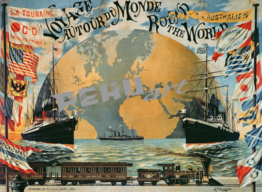 A Schindler - Voyage Around the World poster for the Compagnie Generale Transatlantique late 19th century - (MeisterDrucke-201234)