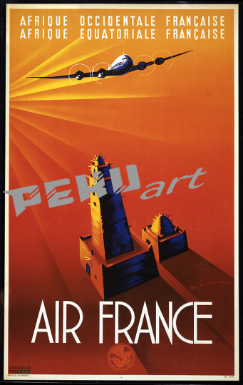 Air France afrique vintage travel poster 