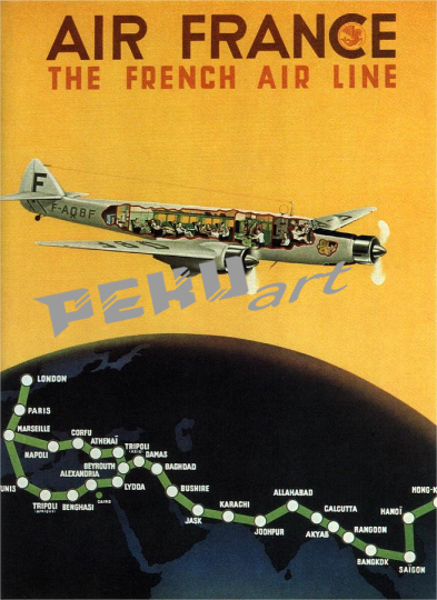 air france the french air line retro  vintage p