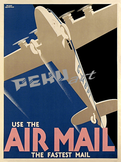 Air Mail airplane vintage aviation poster