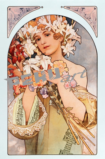 Alphonse Marie Mucha - Poster by Alphonse Mucha (1860-1939) entitled The flower ser - (MeisterDrucke-640591)