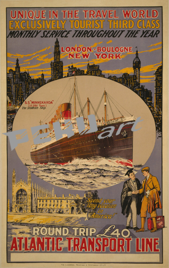 Atlantic Transport Line vintage boat travel posters museum o 