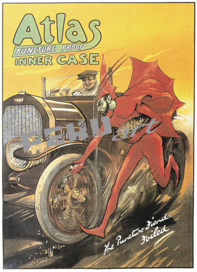 Atlas Tyres 1900 vintage auto poster 