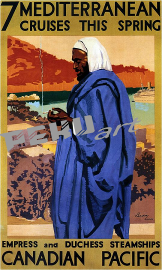 bedouin in a blue robe smoking cigarette vintage advertising