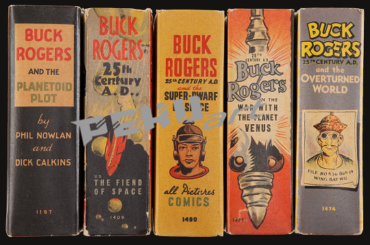 buck rogers framed book spines art