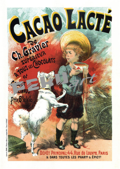 cacao lacte french chocolate vintage advertising  stud