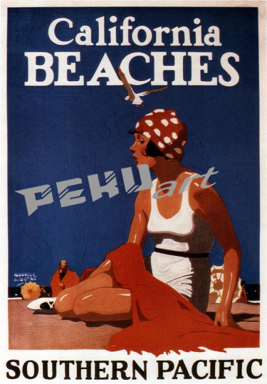 california beaches girl on a beach retro  vintage adve