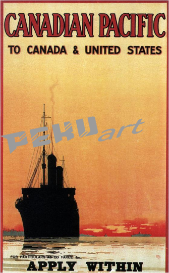 canadian pacific to canada and united states retro travel po