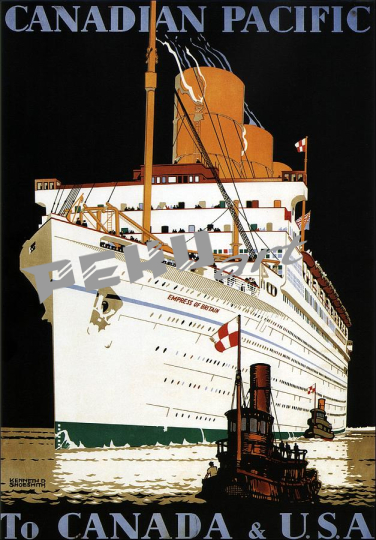 canadian pacific to canada and usa empress of britain retro 