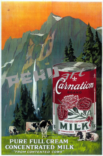 carnation brand cream concentrated milk vintage advertising 