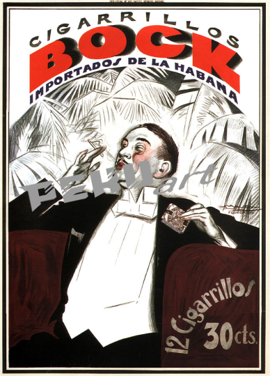 cigarrillos bock cuban cigar vintage advertising  stud