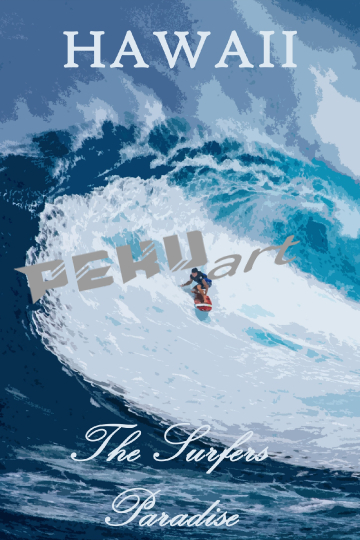 hawaii-surfer-travel-poster