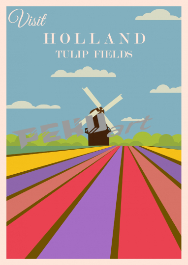 holland-retro-travel-poster