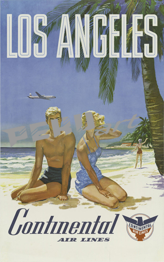 Los Angeles 50s continental air lines air travel pos