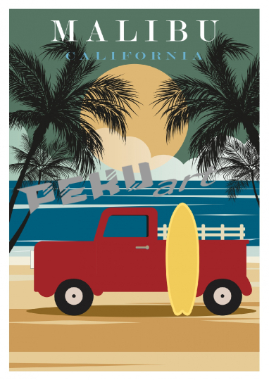 malibu-california-travel-poster