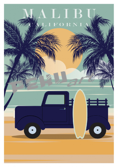 malibu-california-travel-poster