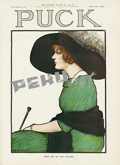 Puck Woman in Green Magazine Cover 