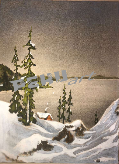 watercolour-painting-of-whitehorse-island-red-lake-winter-19
