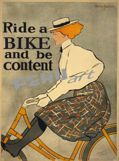 woman-cycling-vintage-poster